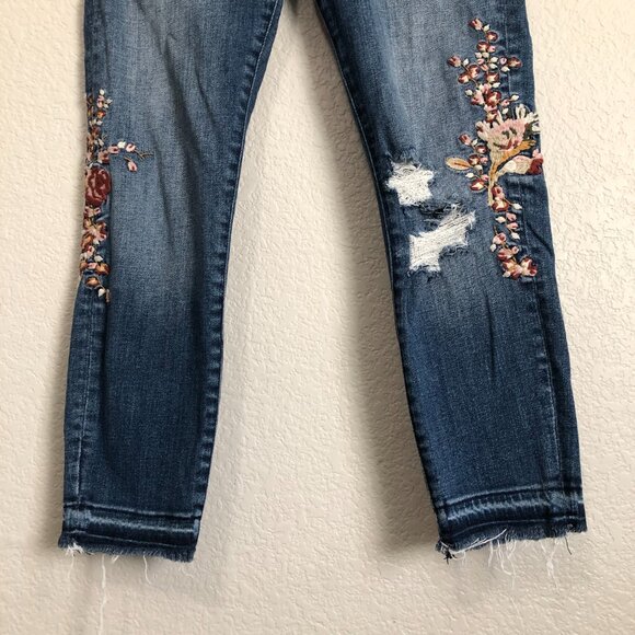 Abercrombie & Fitch Harper Low Rise Ankle Embroidered Jeans Women's 27 4s Artsy - Picture 4 of 12